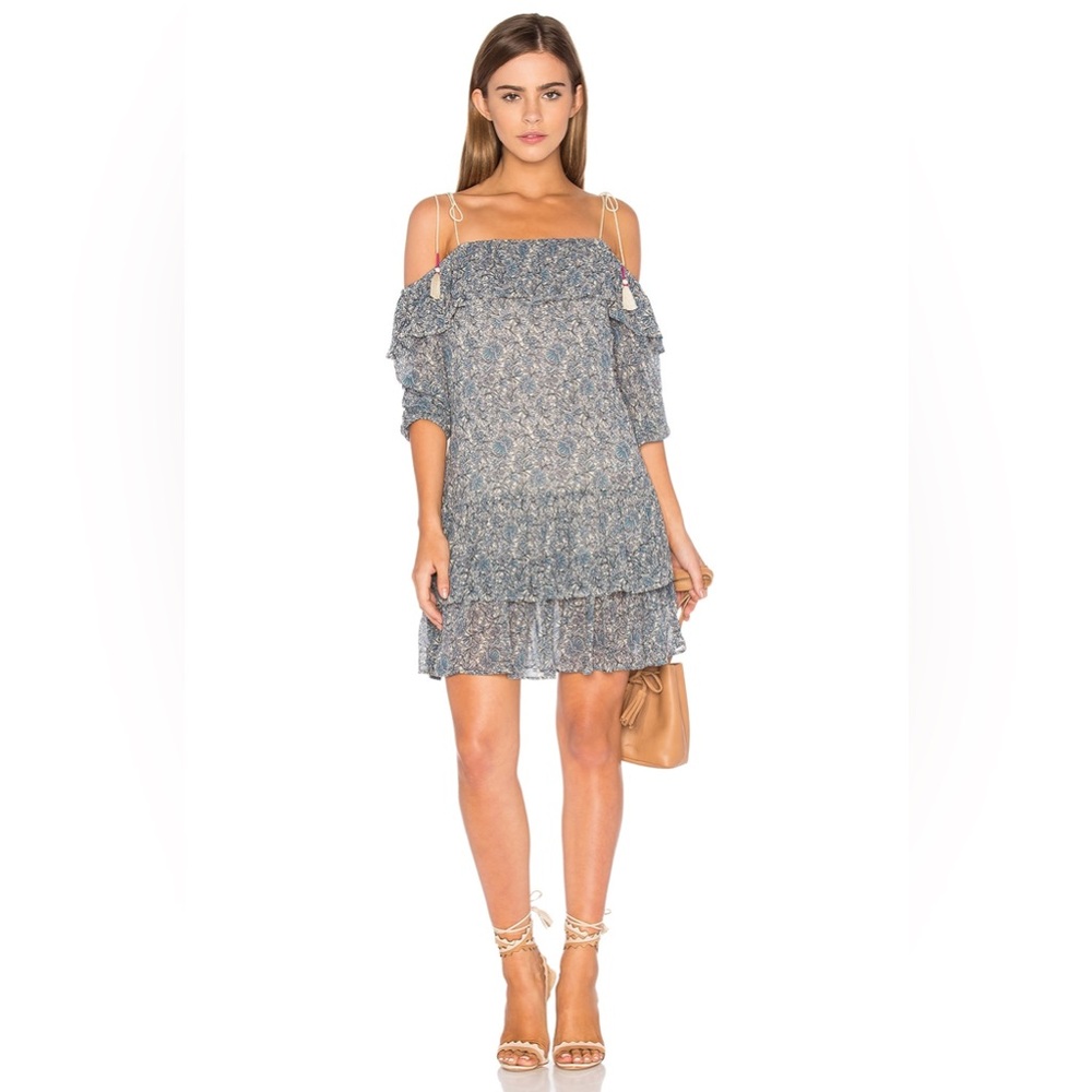 Rebecca Minkoff Dexter Dress Off Shoulder Floral Blue Tiered Size Medium